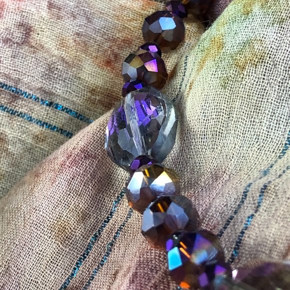 35  3/4" Magical Fairy Purple Faceted Crystal Glass Necklace $40 - Picture 9 of 17
